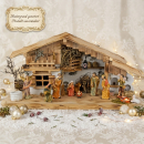 Wundervolle Weihnachtskrippe Altdorf inkl. 12-tlg. Krippenfiguren Set K 650-9, Maße: ca. 50 x 20 x 24 cm